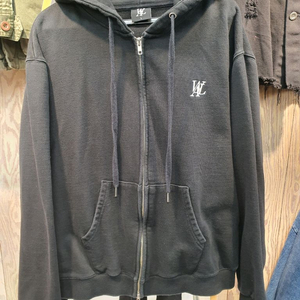 [L] 우알롱 시그니처 로고 후드 집업 블랙 이미지