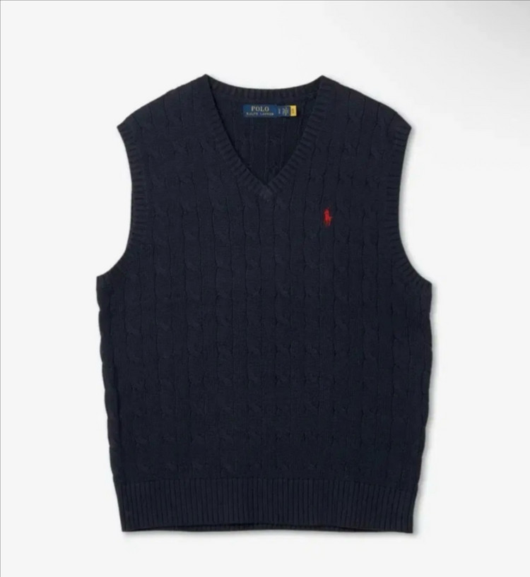 폴로 케이블 니트 코튼 스웨터 베스트(조끼) 네이비 m 이미지