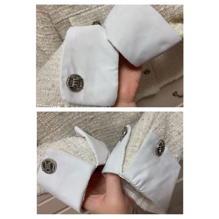 하객룩 아이보리 트위드 자켓 , 이너 반팔 ( 55 66 / 트렌드컬렉션 / 보트넥 블랙 이너 ) 이미지