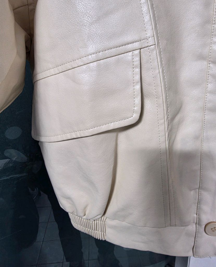 베이지 레더 자켓 105*88 이미지