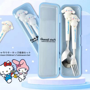 산리오 시나모롤 피규어 숟가락 포크 식기 세트 이미지