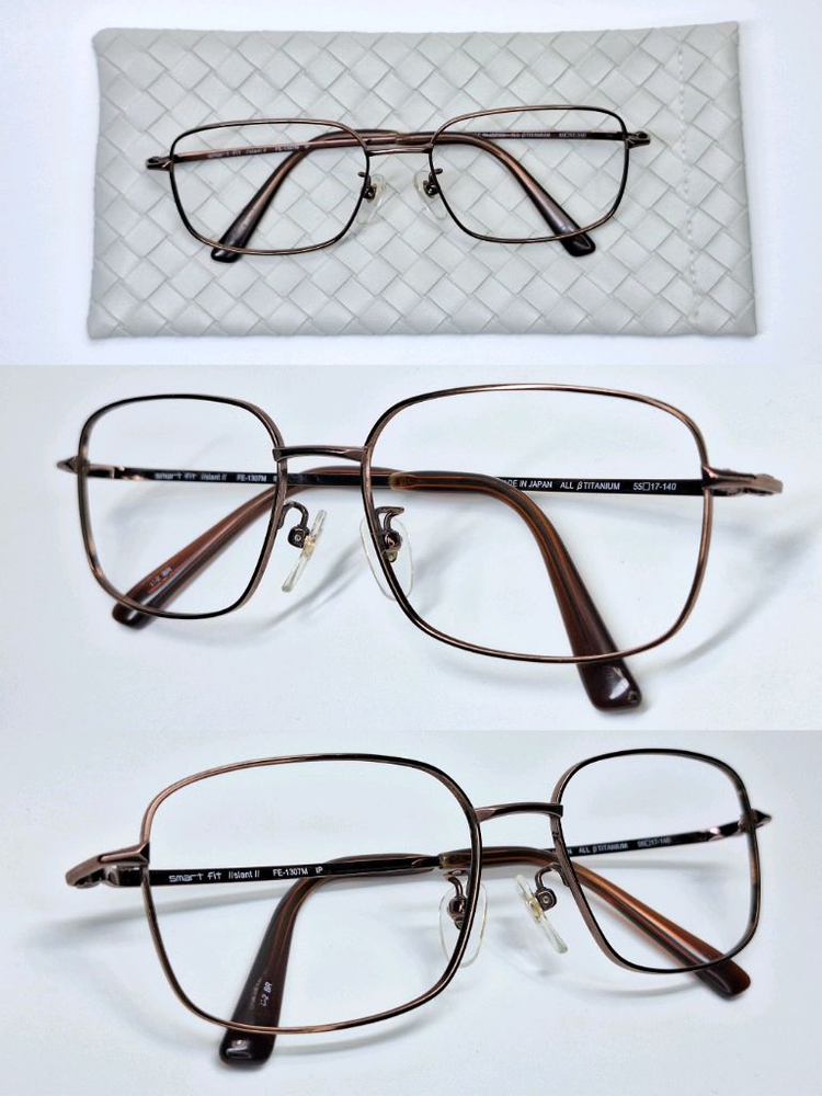 Smart Fit FE-1307M 베타 티타늄 이온도금 안경테 비즈니스 스퀘어/프리미엄 일본 사바에 하우스브랜드 이미지