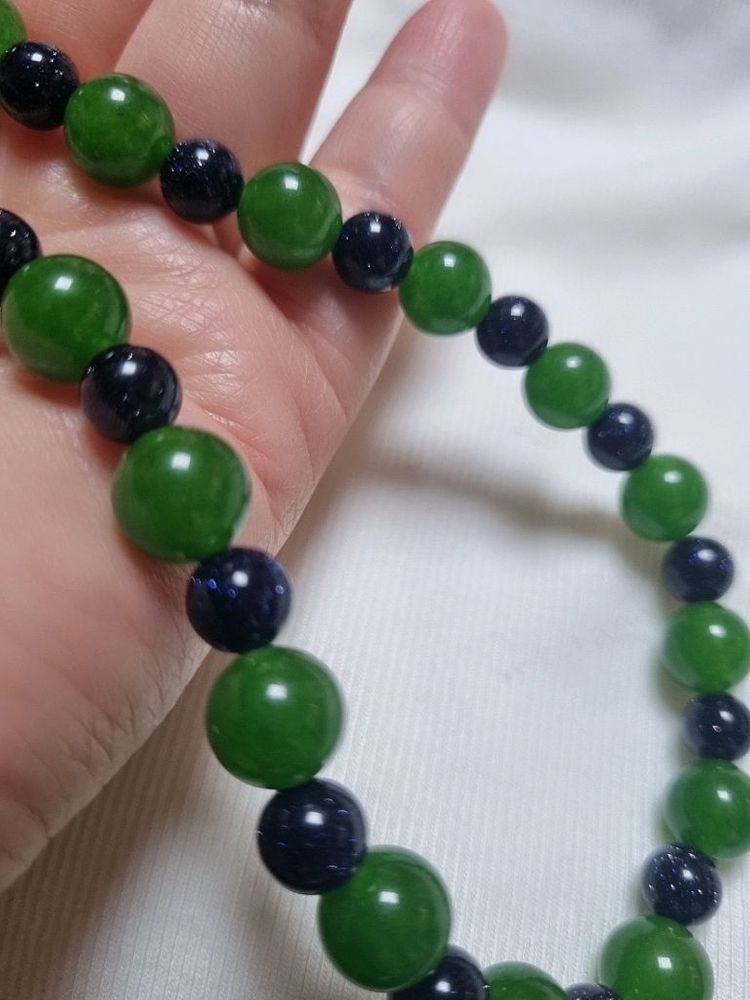 [새상품]대만 녹색 벽옥 +청사금석 원석목걸이 이미지