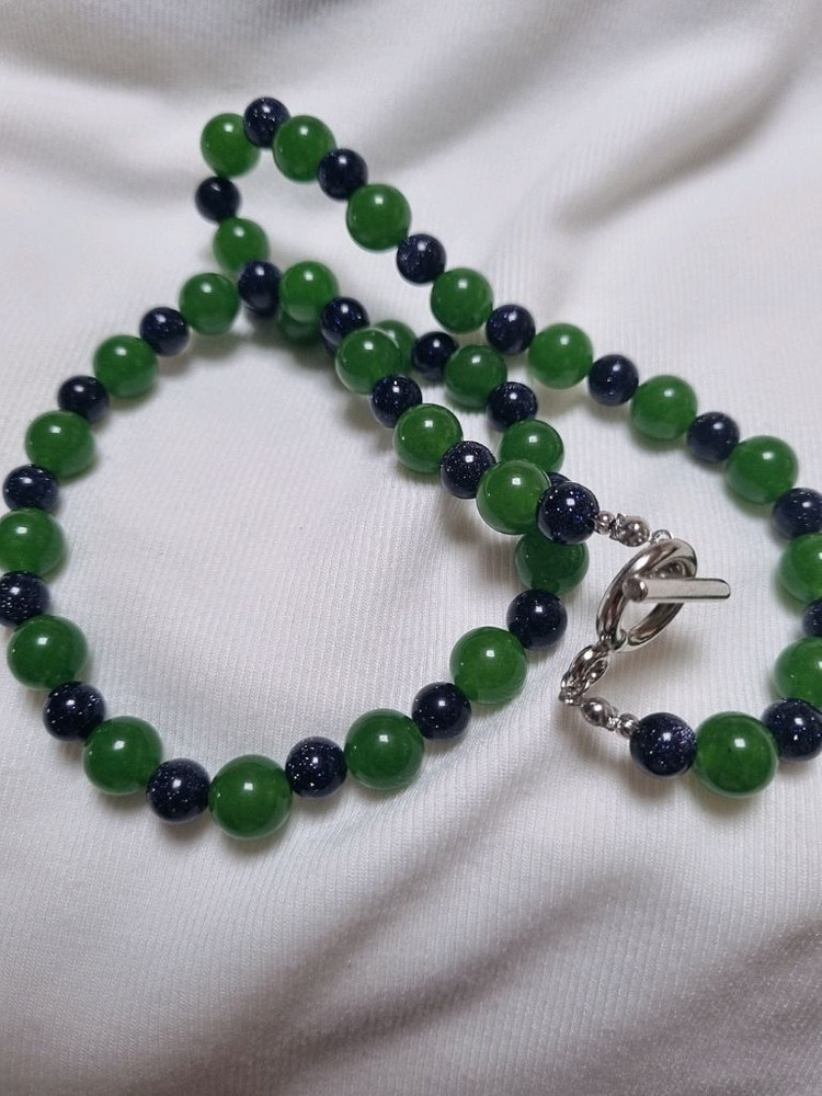 [새상품]대만 녹색 벽옥 +청사금석 원석목걸이 이미지