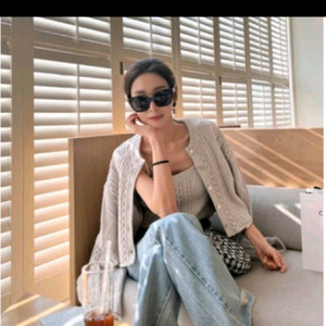 고걸 케이블 니트 가디건 나시 세트 이미지