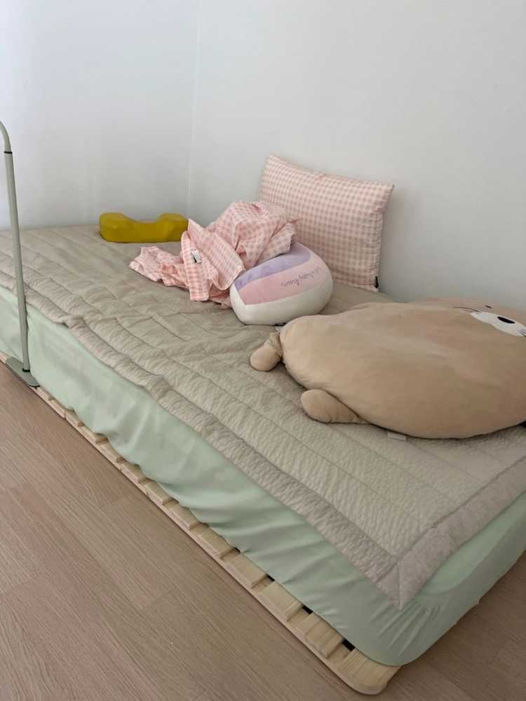 매트리스+깔판 원목 매트 바닥 낮은 저상형 접이식 침대 이미지