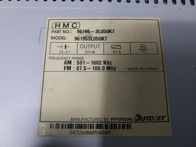 그랜져TG 6CD USB 오디오 무출형 / 96195-3L000K7 96195-3L050K7 이미지