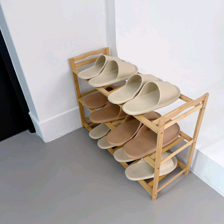 대나무 원목 신발장 현관신발장 3단원목신발장 이미지