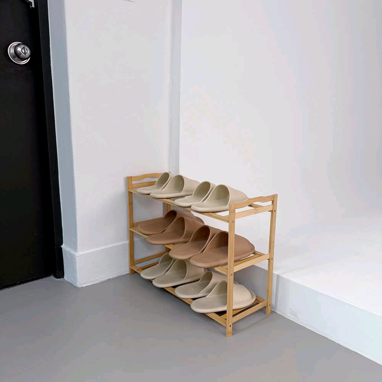 대나무 원목 신발장 현관신발장 3단원목신발장 이미지