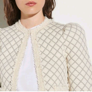 산드로 퀼팅가디건 니트자켓에크루 eu36 이미지