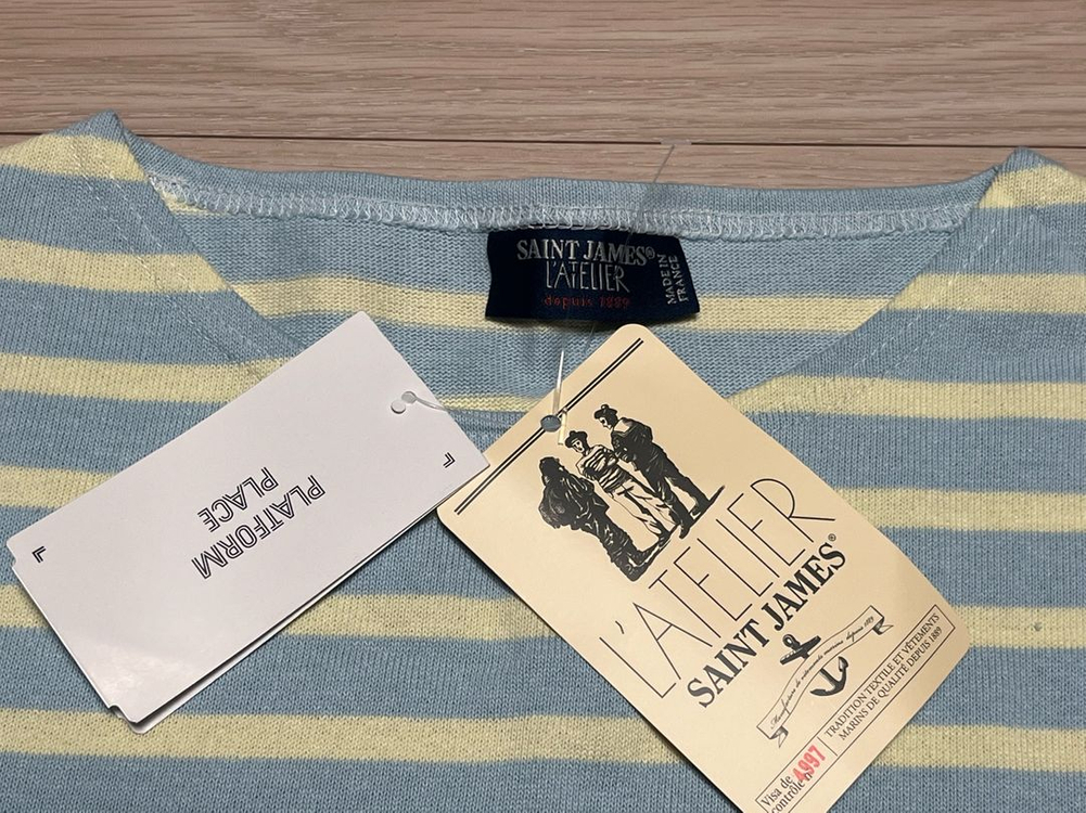 (새것)세인트제임스 단가라 엘보 패치 긴팔티 L 정상가13.8만 이미지