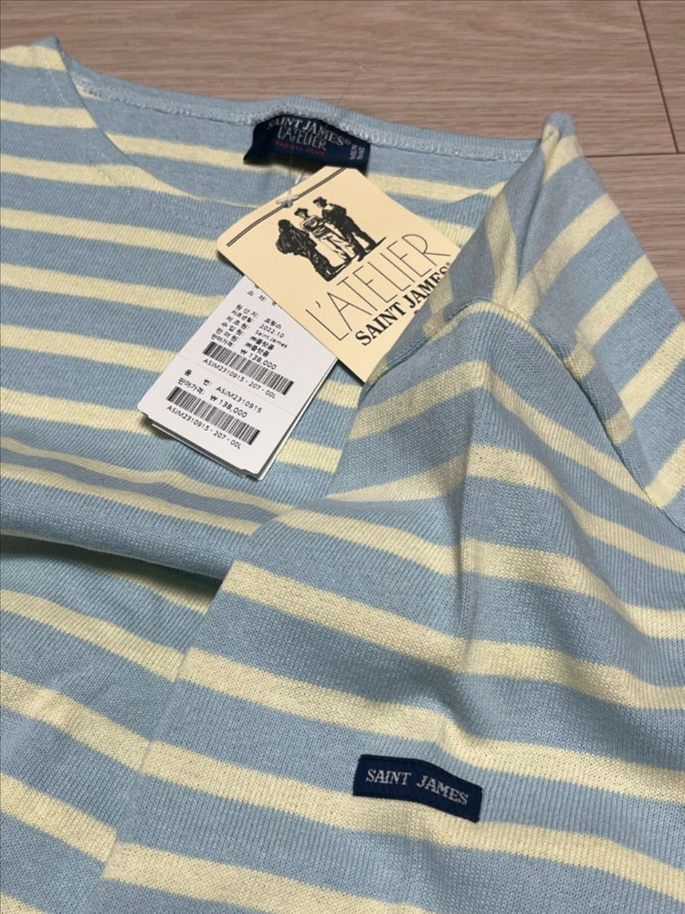 (새것)세인트제임스 단가라 엘보 패치 긴팔티 L 정상가13.8만 이미지