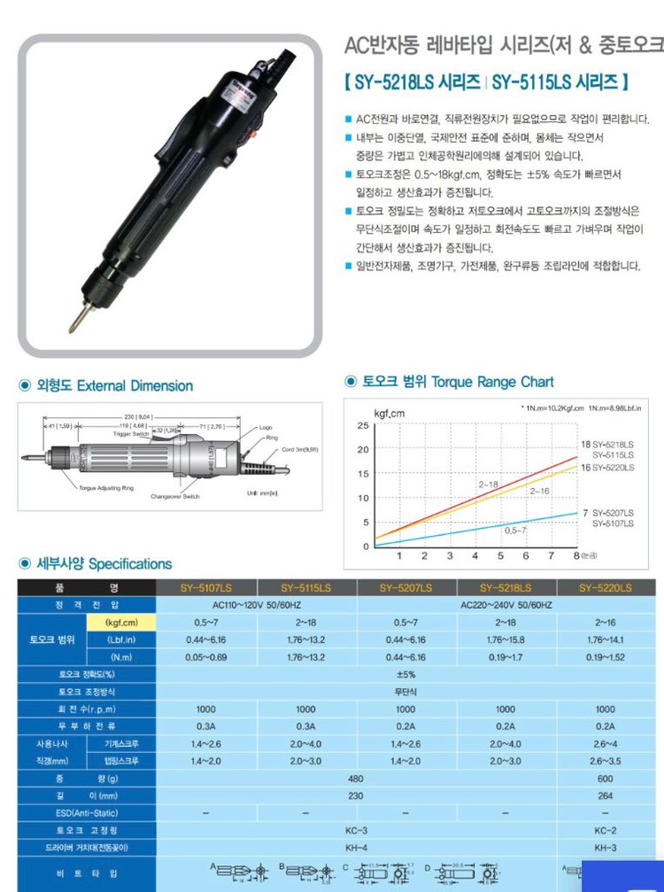 전동드라이버 (세영 SY-5218LS) 이미지