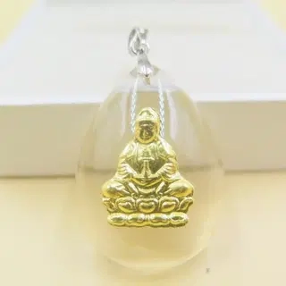 새 관세음보살 24K 순금 펜던트 목걸이 골드 공예품 금 선물 돌 백일 칠순 부모님선물 레이어드 수집 소장 스타일링 이미지