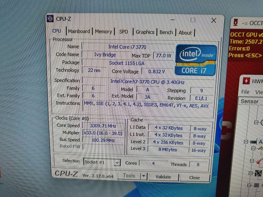 폭스콘 H61MX v2.0 메인보드 i7 3770 CPU 포함 이미지