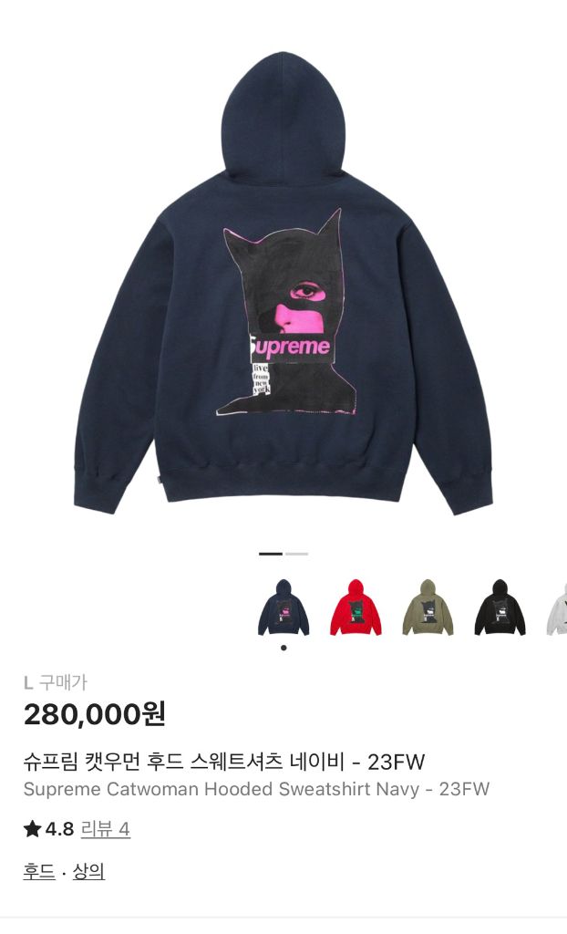 Supreme 후드 네이비 (L size) 이미지