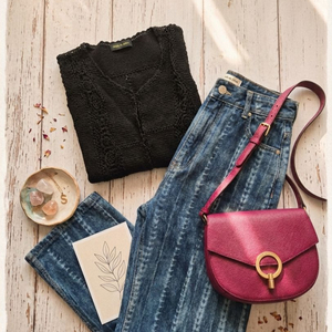 산드로(SANDRO) 정품 레이저 스트라이프 와이드 데님 팬츠 (36사이 이미지