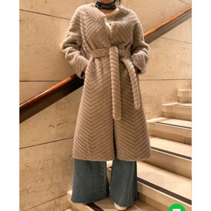 클로젯나인 사선 비건 밍크 롱 코트 - 그레이,S 이미지