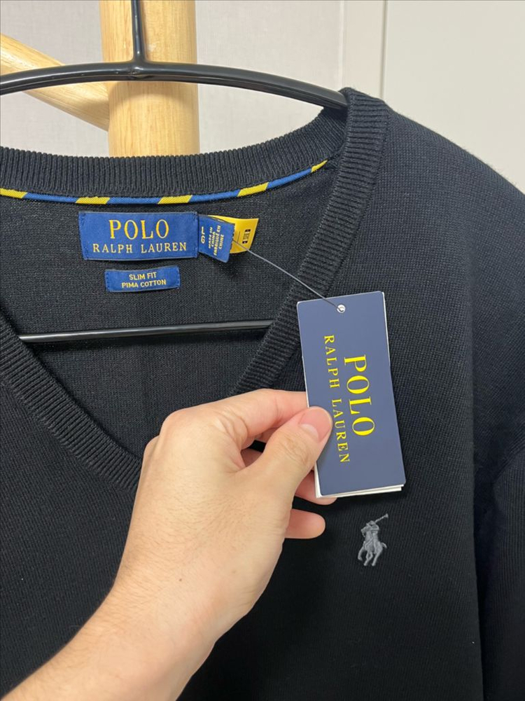 (새상품) 폴로 랄프로렌 피마 코튼 브이넥 니트 이미지