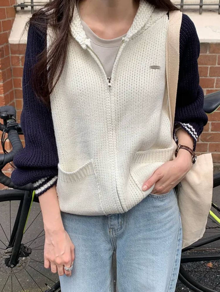 오디너리먼트 바시티 니트집업 이미지