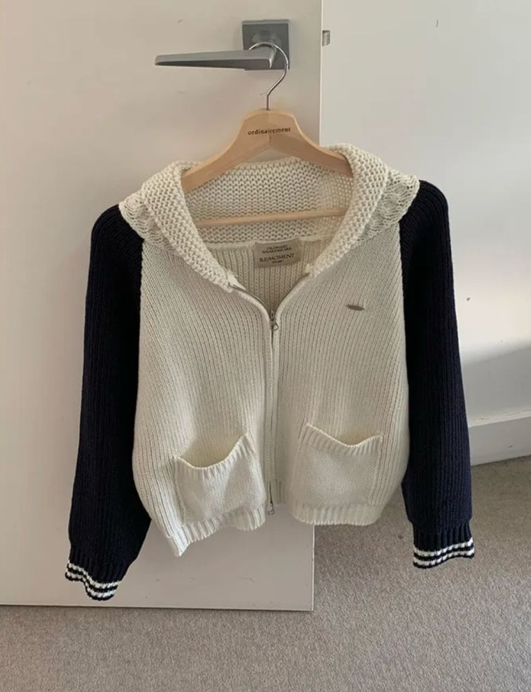 오디너리먼트 바시티 니트집업 이미지