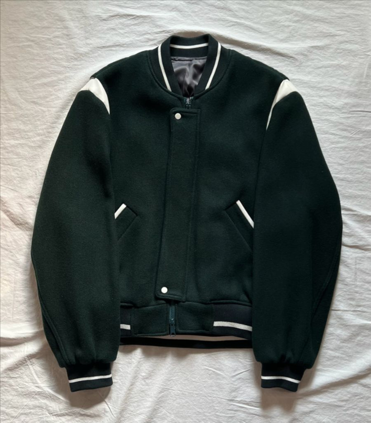 [새상품] 44) 엘무드 프레피 스타디움 바시티 재킷 딥 그린 이미지