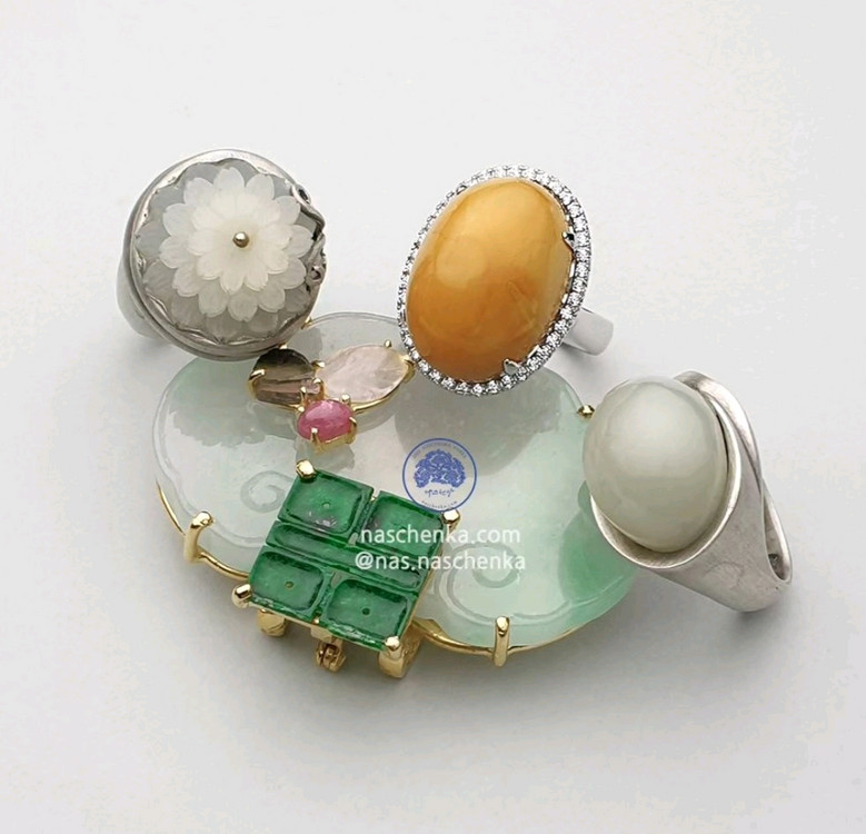 [나스첸카] 섬섬옥수 시리즈 백옥&순은 반지 이미지