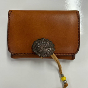 고로스 goros 레인보우 플라워콘초 브라운 새들레더 카드 지갑 이미지