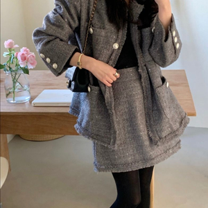 바이씨니 분위기트위드미니스커트 그레이 미니 라지 이미지