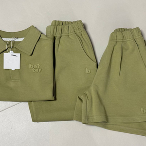 새상품 므므브 카라 상하 3pc 긴팔카라 긴바지 반바지 상하복 세트 세이지 그린 L 이미지