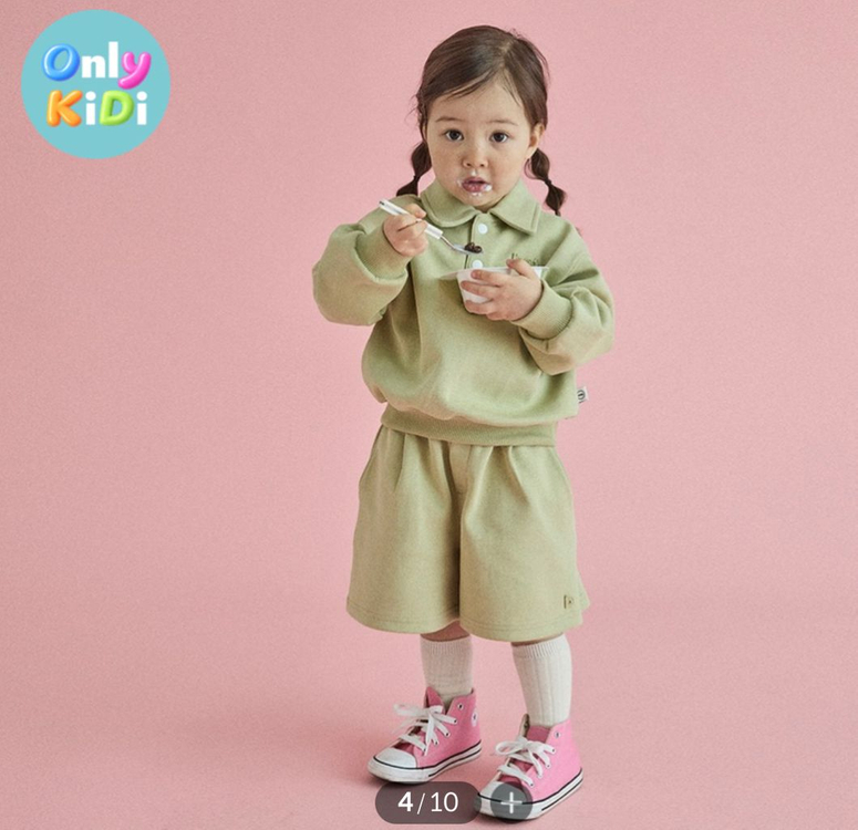 새상품 므므브 카라 상하 3pc 긴팔카라 긴바지 반바지 상하복 세트 세이지 그린 L 이미지