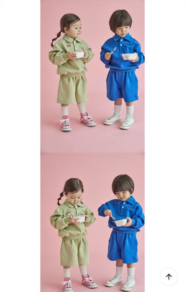 새상품 므므브 카라 상하 3pc 긴팔카라 긴바지 반바지 상하복 세트 세이지 그린 L 이미지