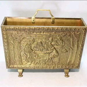 1960s 영국 빈티지 원목 & 황동 핸드메이드 매거진 랙 이미지