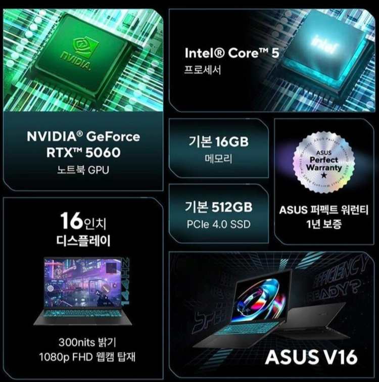 [단순개봉]ASUS V16 RTX5060 게이밍 노트북 판매합니다 이미지