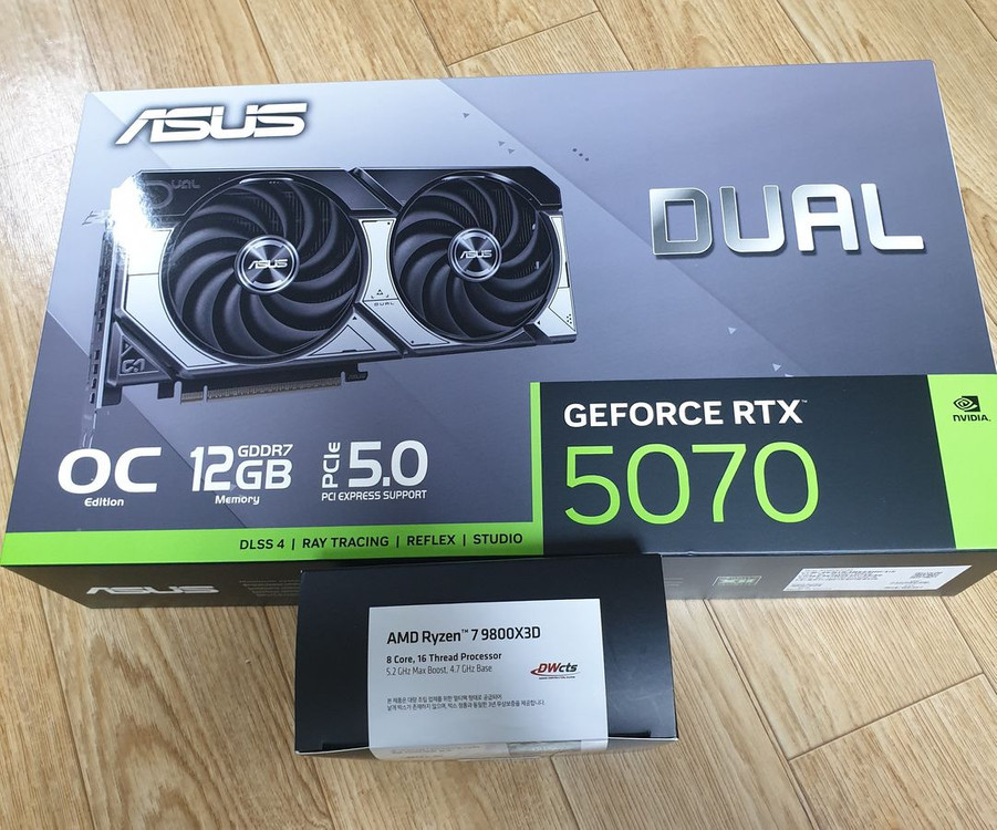 라이젠 9800X3D , 7800X3D / ASUS 5070 DUAL OC 이미지