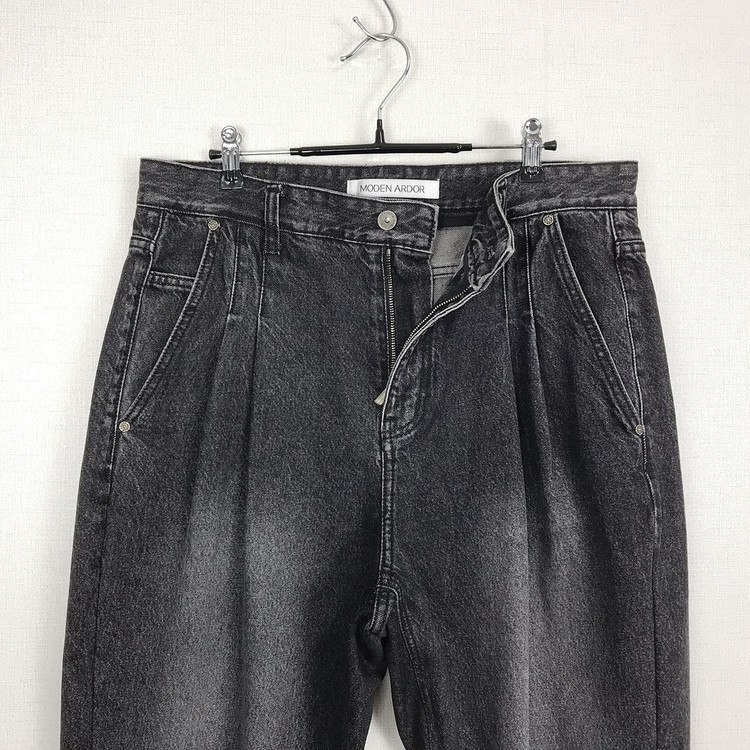 모덴아르더 뉴트로 투턱 와이드 데님 청바지 팬츠 남성32 이미지