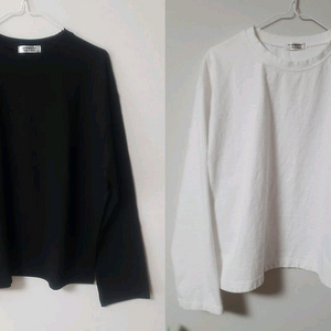 10수 긴팔 코튼 무지 티셔츠 (블랙, 아이보리) 일괄 / 블랙업 매니크 어텀 바온 슬로우앤드 98도씨 육육걸즈 이미지