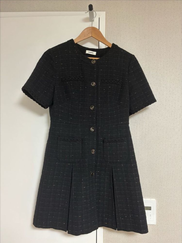 산드로 블랙 트위드 미니 원피스 이미지