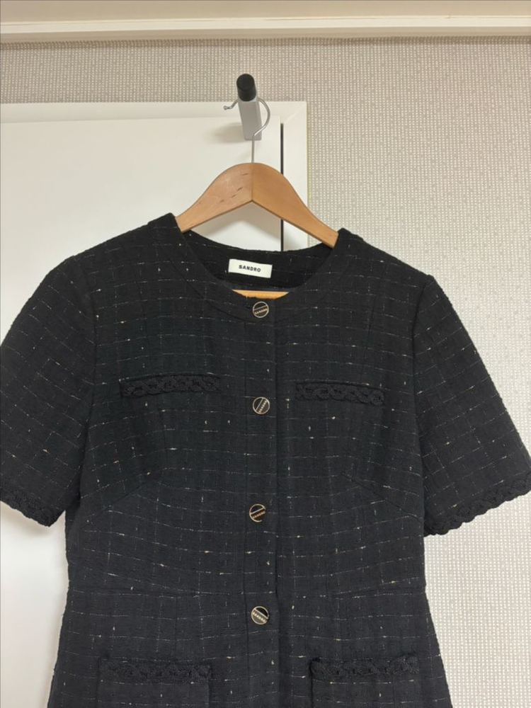 산드로 블랙 트위드 미니 원피스 이미지