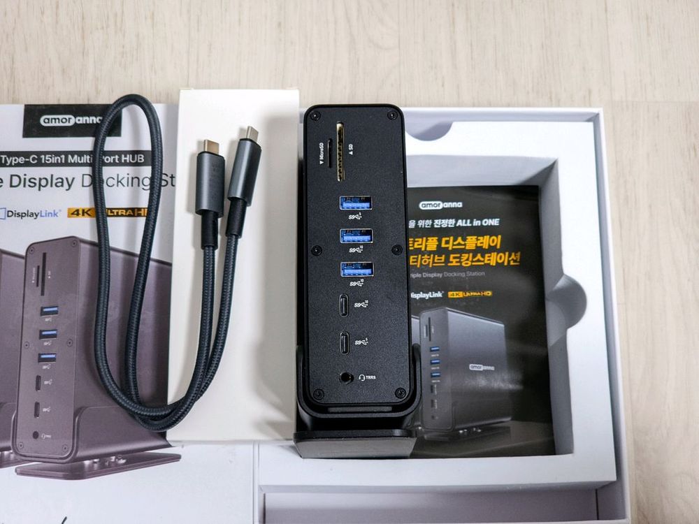 아모란나 디스플레이링크 맥북 도킹스테이션 트리플모니터 듀얼모니터 15in1 C타입 멀티허브 이미지