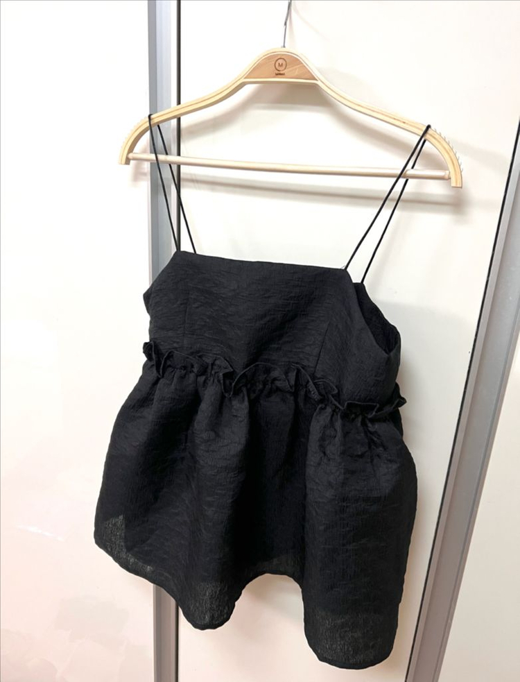 바스켓 BASKET 프릴 탑 세실리아 슬리브리스 레이어드 나시 블라우스 뷔스티에 자카드 리본 이미지