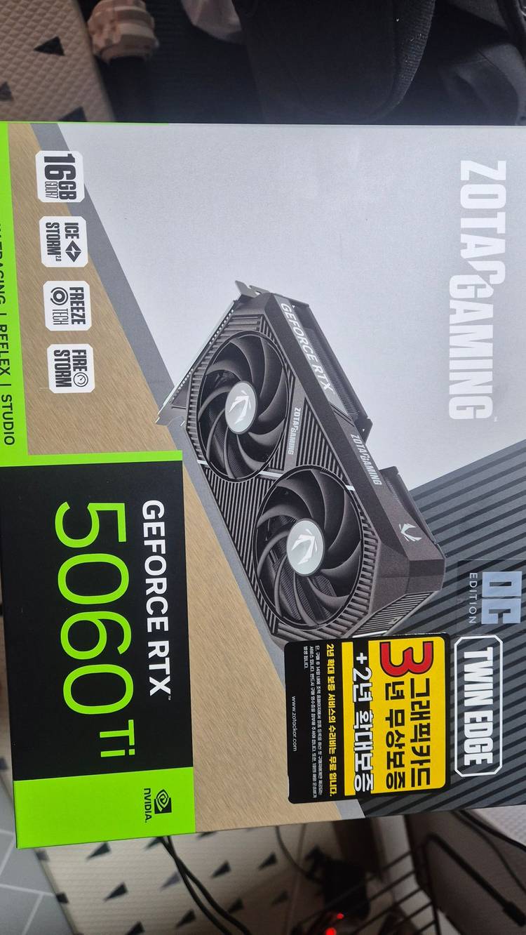 ZOTAC RTX 5060 Ti Twin Edge OC 16GB (미개봉 미등록 새제품 /5년 보증) 이미지