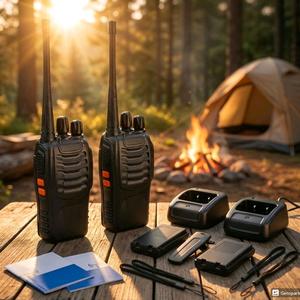 무전기 2대와 충전기, 각종 액세서리가 포함된 완전한 세트예요 이미지