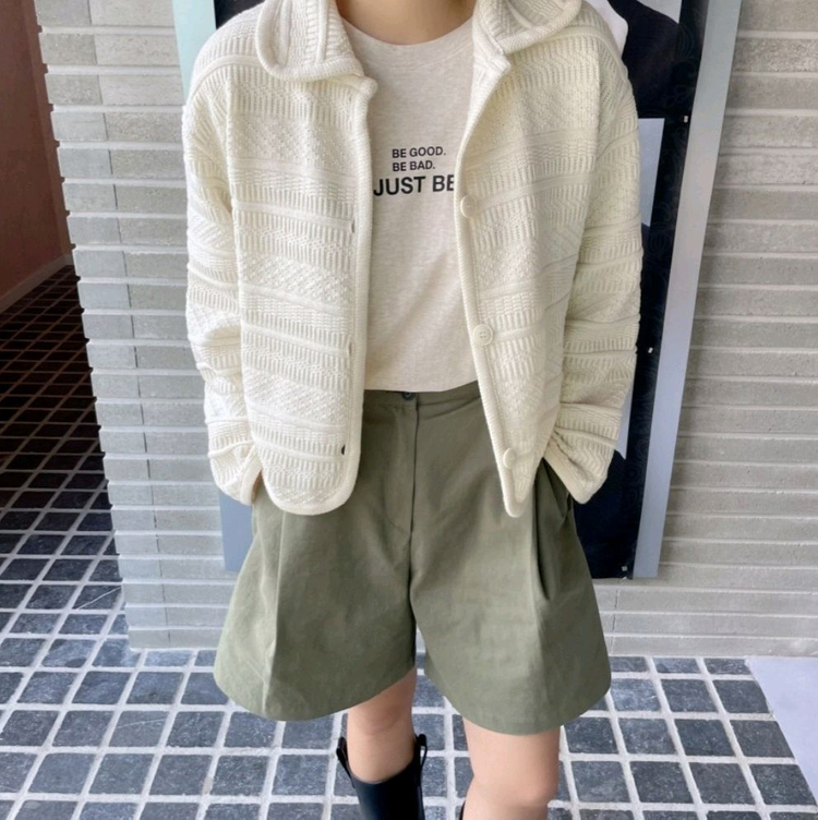 둥근 카라 자카드 케이블 꽈배기 니트 가디건 아이보리 / 공구우먼 핫핑 리리앤코 니어웨어 러브앤드팝 98도씨 로버블 이미지