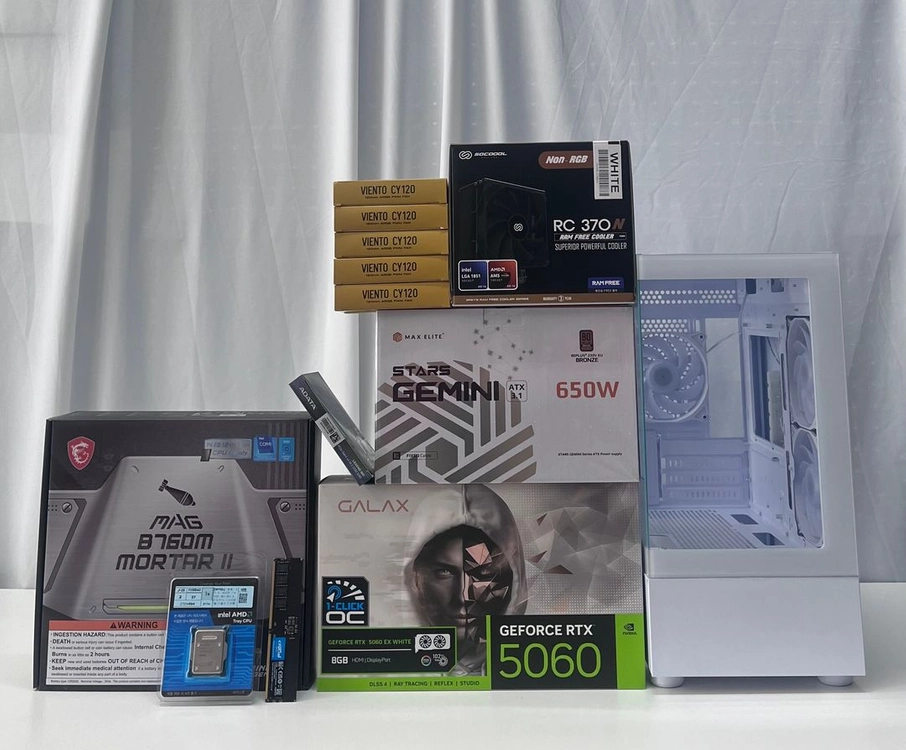 [새제품] I5 14400F + RTX 5060 노멀한 화이트 컨셉 컴퓨터 이미지