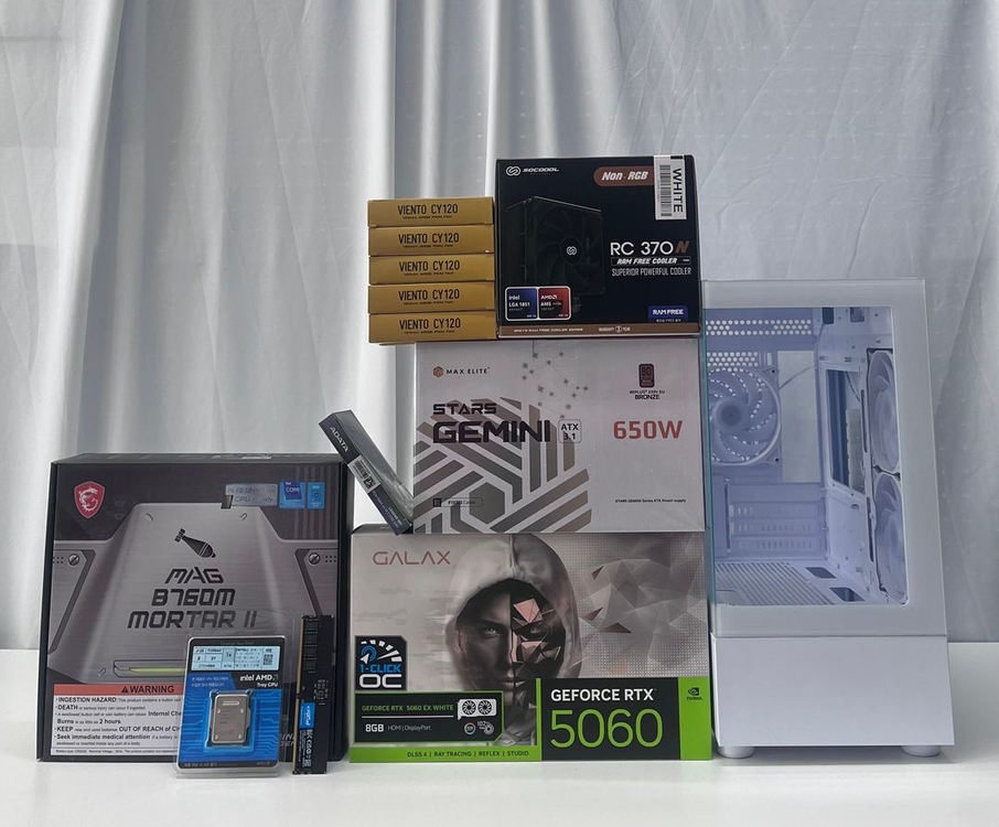 [새제품] I5 14400F + RTX 5060 노멀한 화이트 컨셉 컴퓨터 이미지