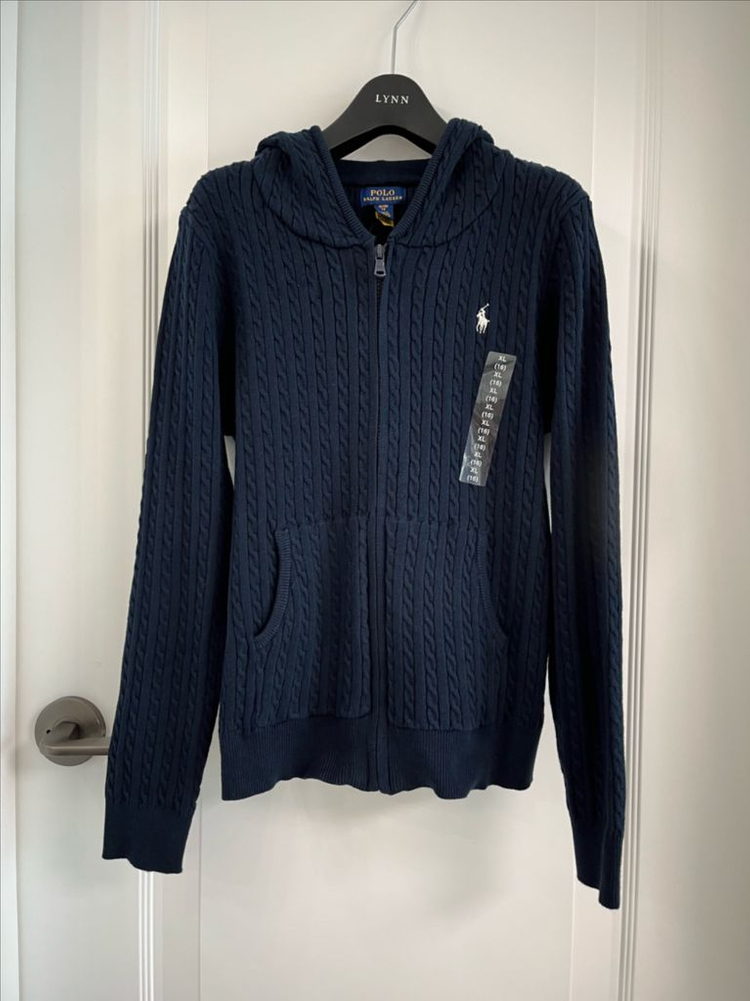 정품 폴로 케이블 코튼 후드 집업 가디건 새상품 (선물 가능) 이미지
