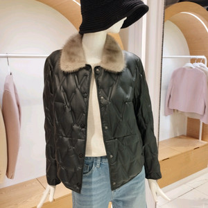 올리브데올리브 밍크퍼 오리털충전 퀼팅 패딩 55사이즈 이미지