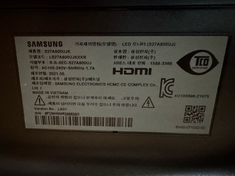 삼성 S27A800U 27인치 4K 모니터 이미지