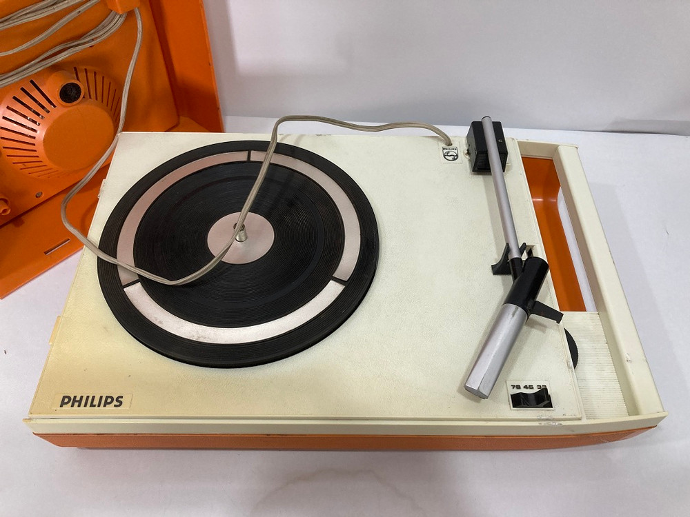 필립스 빈티지 오렌지 컬러 턴테이블(블루투스 가능) 이미지